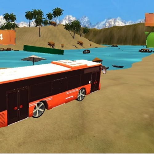 Beach Bus Driving : Water Surface Bus Game