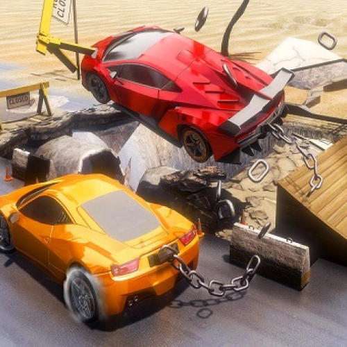 Chained Car Stunts Race Mega Ramp GT Racing